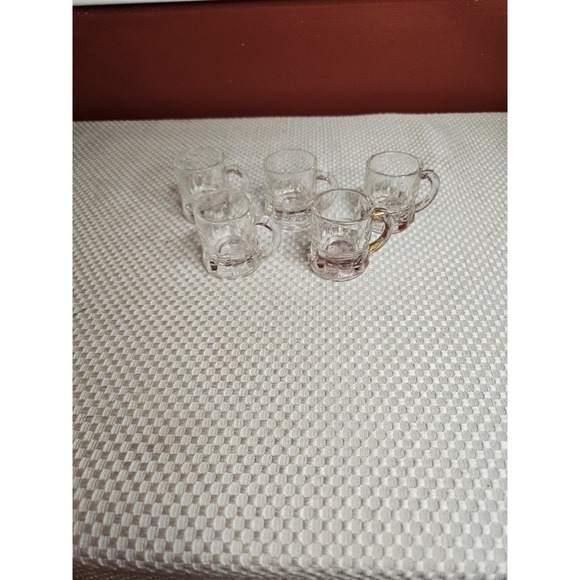 federal glass Other - Vtg Federal Glass Mini Beer Mug Shot MCM Handled Barware Set of 5 Shield F Bot